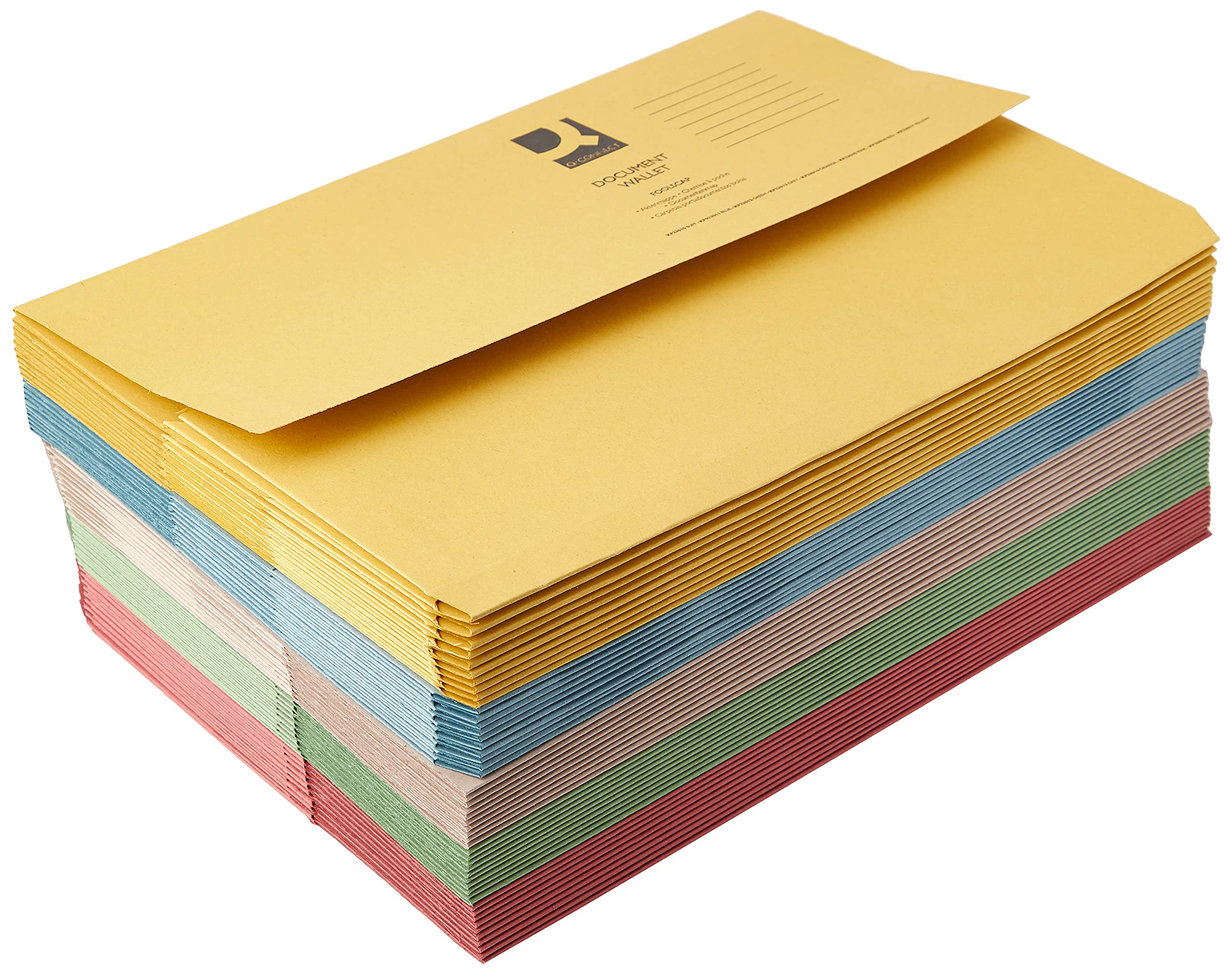 Q-Connect Document Wallets Foolscap Assorted (Pack of 50) KF01490