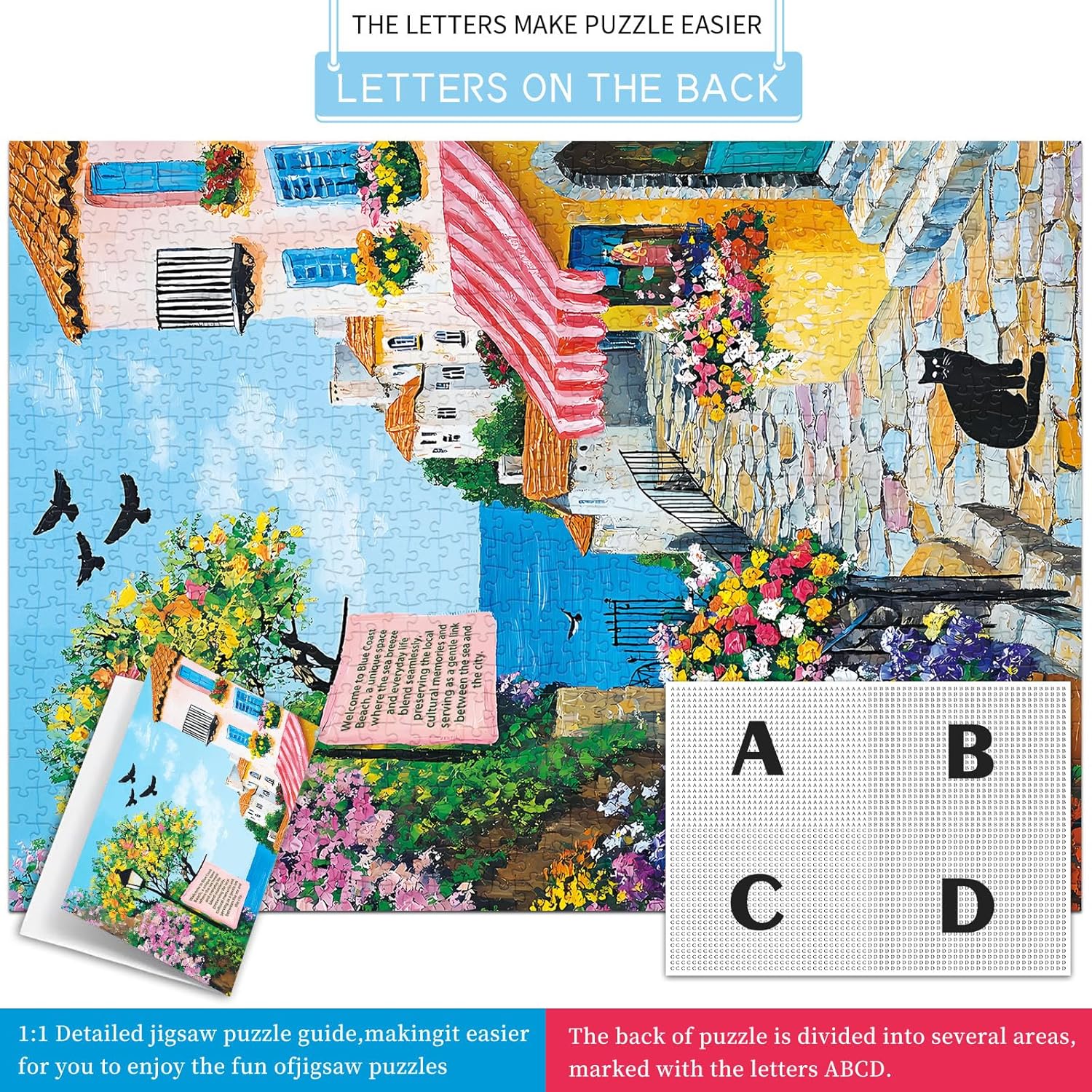 Puzzles for Adults 1000 Pieces,Charming Coastal Path Jigsaw Puzzle with 1:1 HD Poster, Perfect Interlocking No Dust, Stress Relief Ideal Gift for Family Games