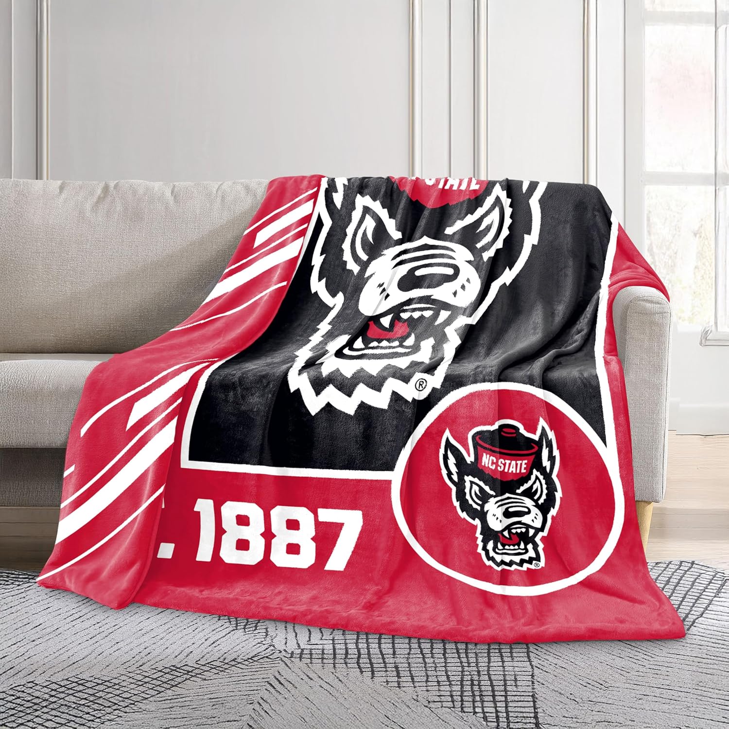 FANMATS NCAA North Carolina State Wolfpack Super Plush Throw Blanket – 60" x 70" Size | Team Color | Ultra-Soft Polyester Material