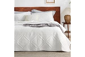Bedsure Boho Quilt Queen Size - Modern Geometric Stitched Quilt Set
