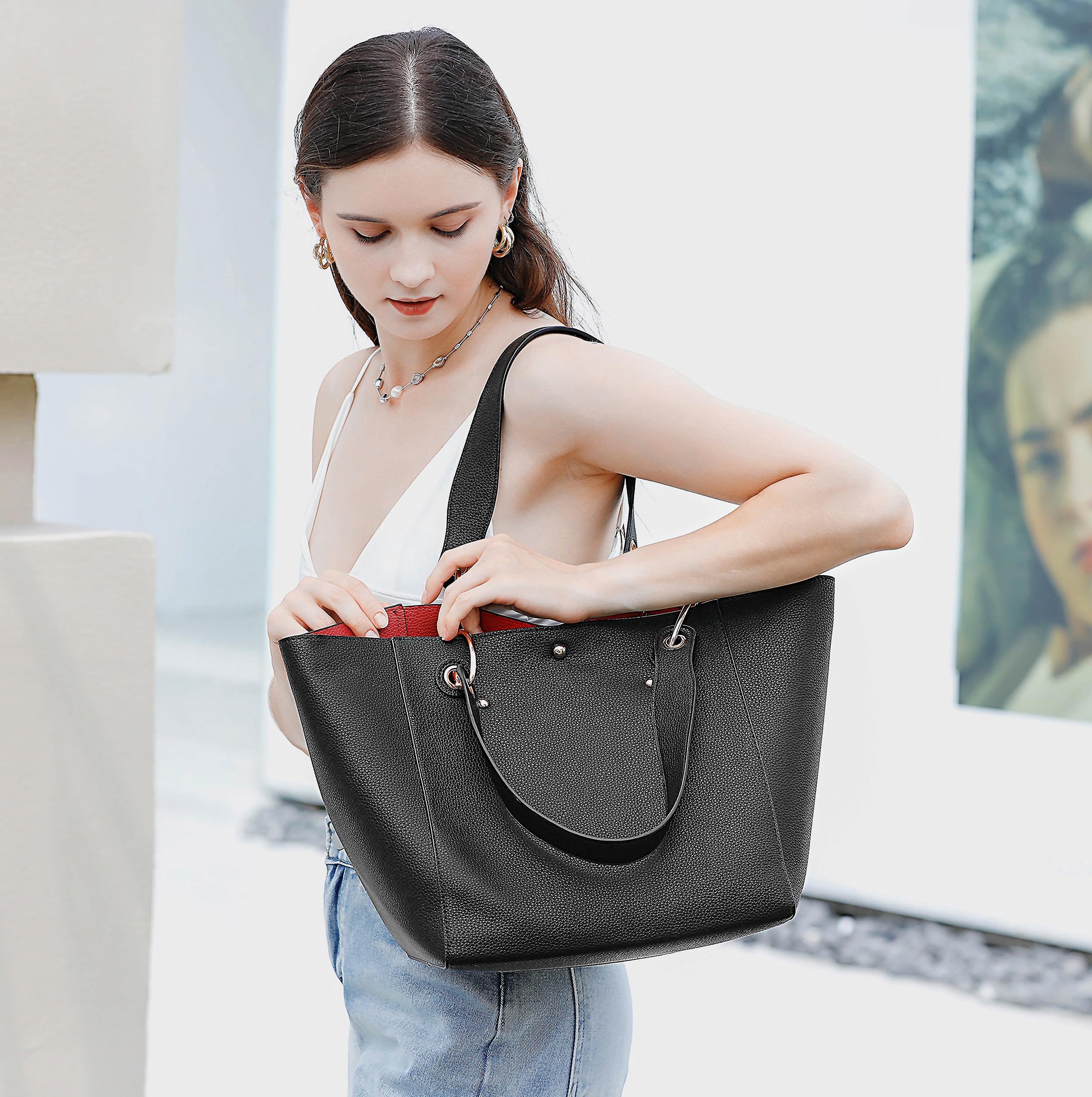 sqlp-Grand travail Sac Cabas Femme Voyage Sacs à Main Sac Fourre Tout Bandoulière Femme Portés épaule Designer cuir sac Besace