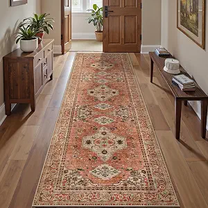 Tangsoo Boho 2.6x8 Washable Runner Rug for Hallway, Non-Slip