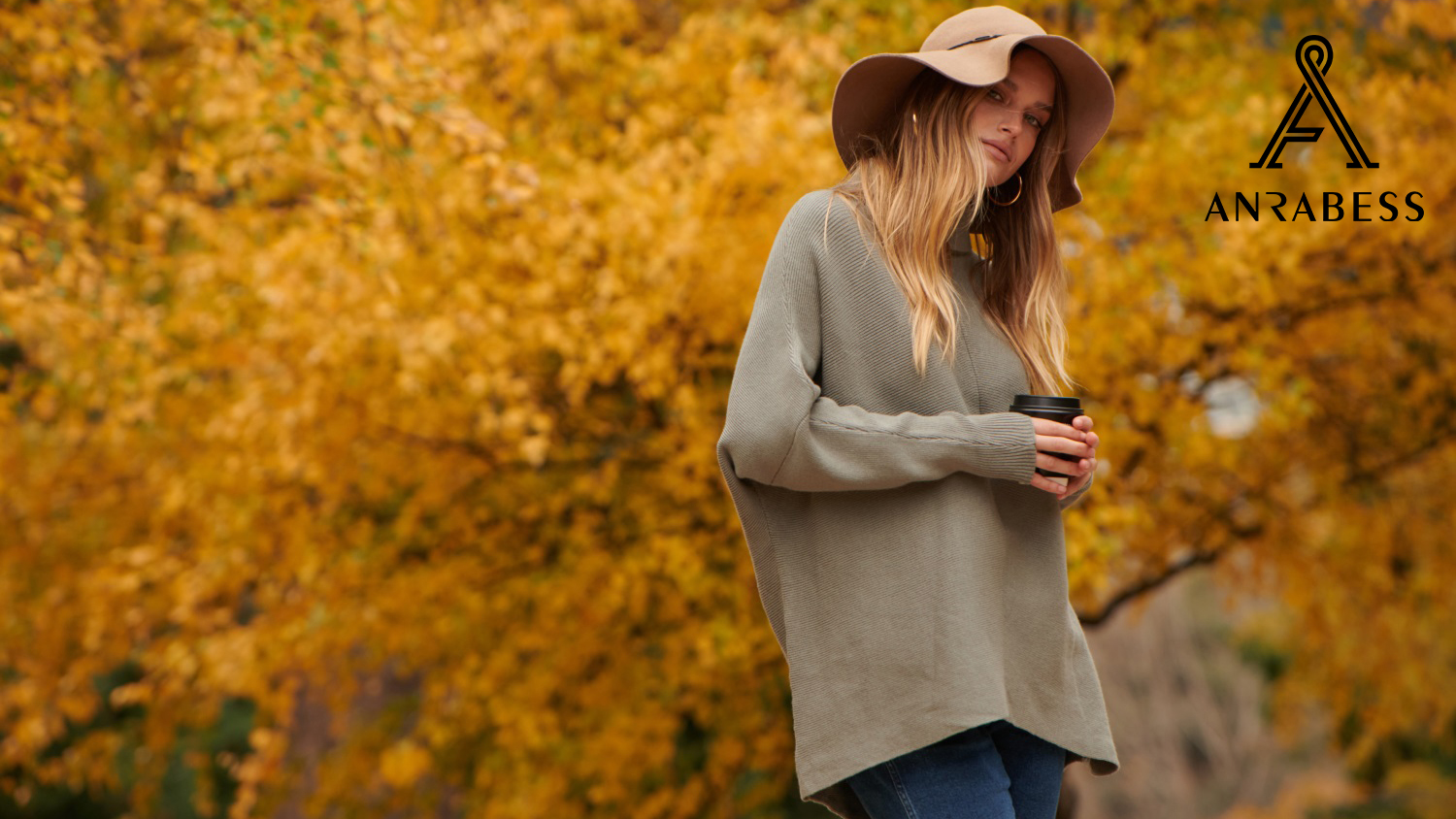 ANRABESS Women's Turtle Neck Long Sleeve Pullover Sweater Apricot