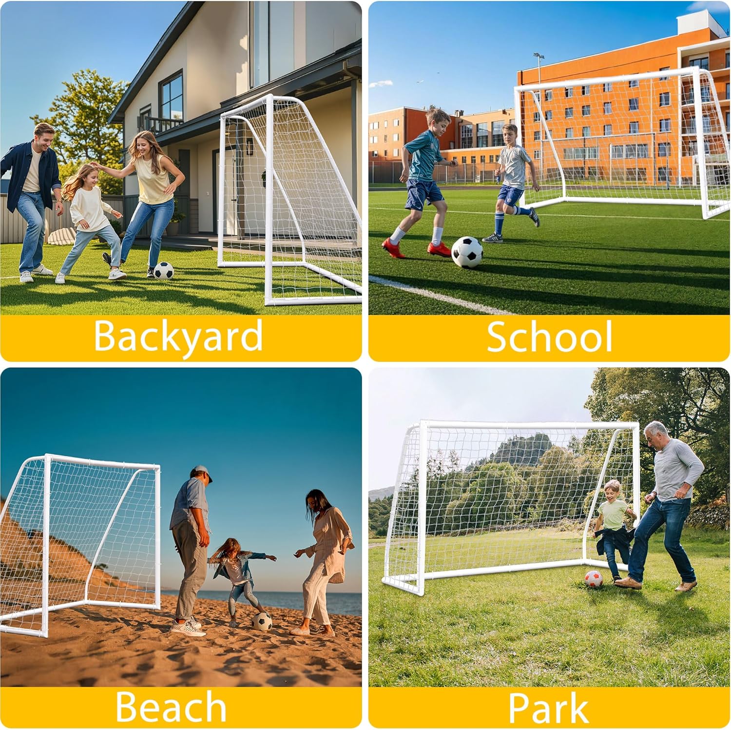 JungleA 8x5 / 10x6.5 FT Soccer Goal for Backyard, Kids and Adults Portable Shooting Training Aid with Carry Bag, Portable & Weatherproof