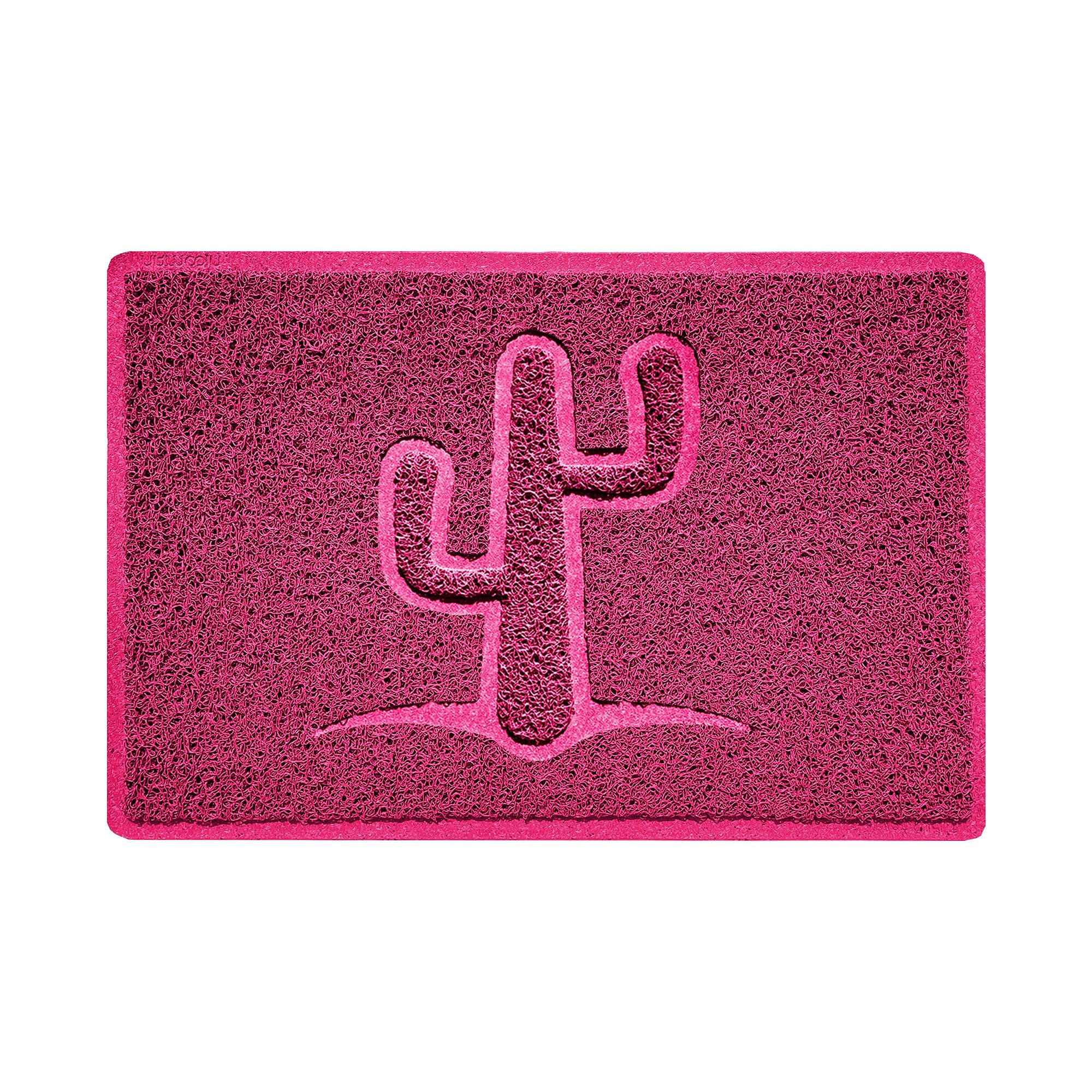 Nicoman Cactus Embossed Shape Door Mat Dirt-Trapper Jet-Washable Doormat-(Use Indoor or Sheltered Outdoor)- (60x40cm/23.6x15.7inches, Small) Pink