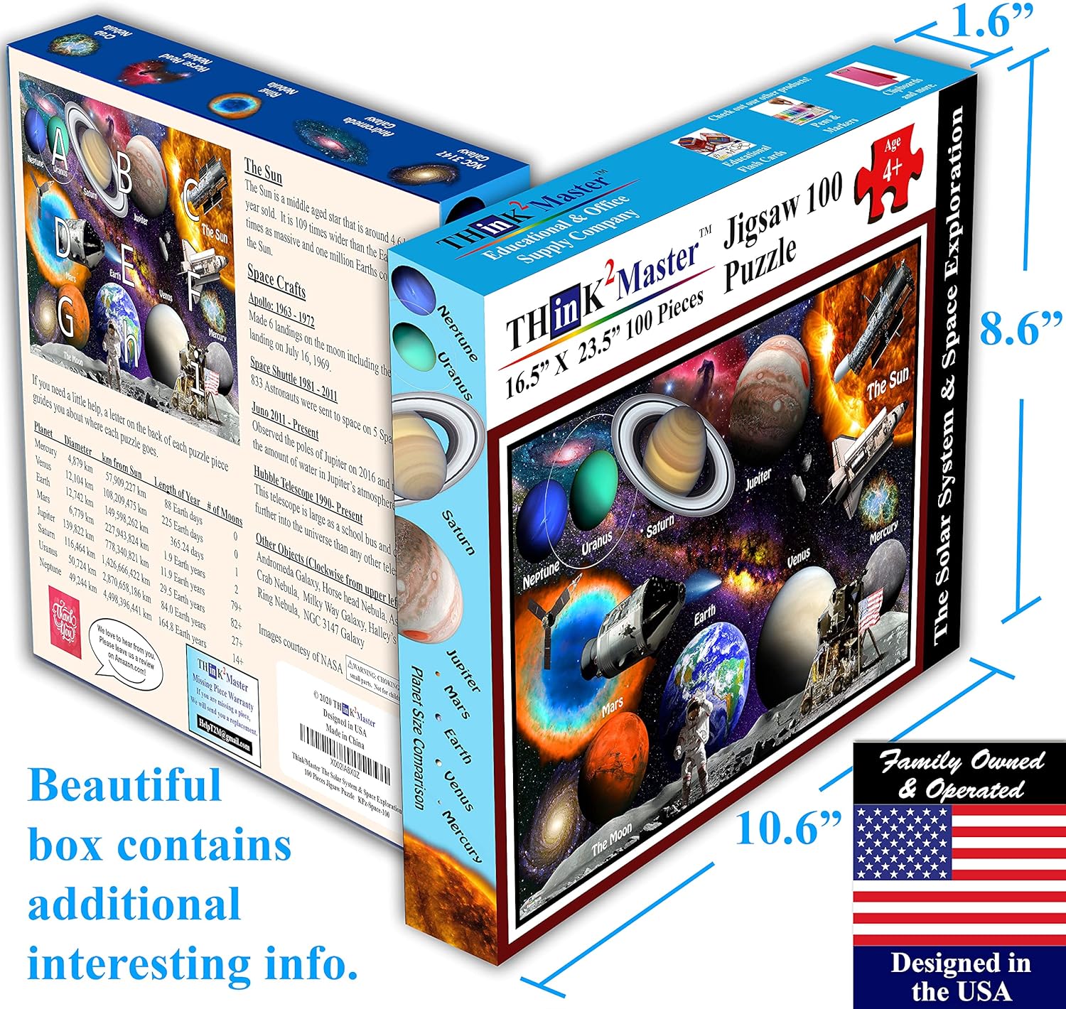 Think2Master Solar System & Space Exploration 100 Pieces Jigsaw Puzzle Best Gift. 23.4” X 16.5”