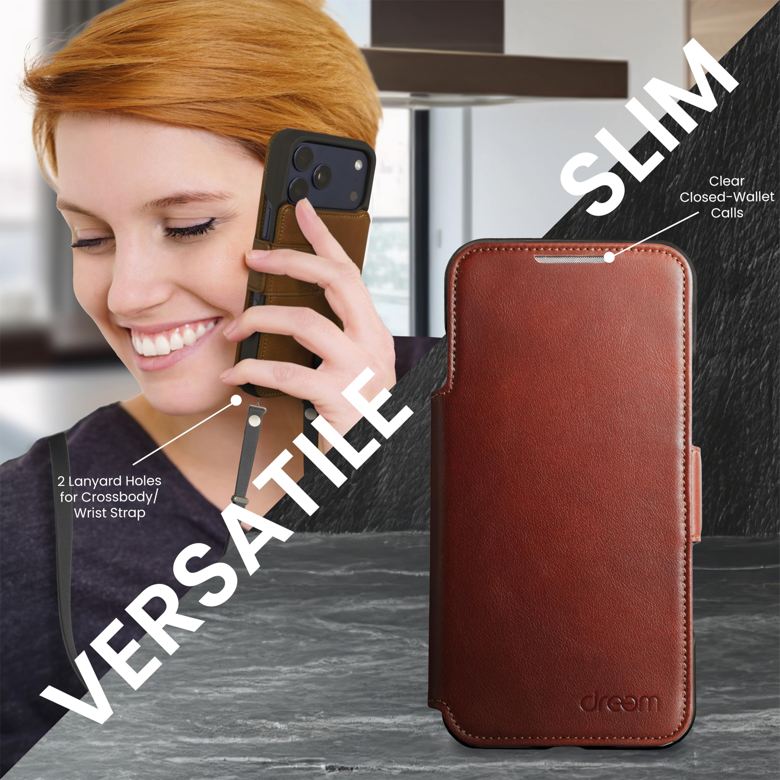 dreem Coque pour iPhone 17 Pro Max en Cuir Véritable, Étui de Téléphone avec Support Révolutionnaire, Coque Magnétique Détachable, Protection RFID, Boîte-Cadeau [Fibonacci:Chocolate] - 5
