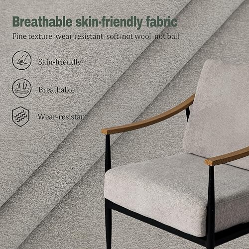 Miniatura 5 de Silla decorativa moderna para sala de estar, dormitorio, sillón de mediados de siglo, silla tapizada para oficina, cómoda silla de espera con marco