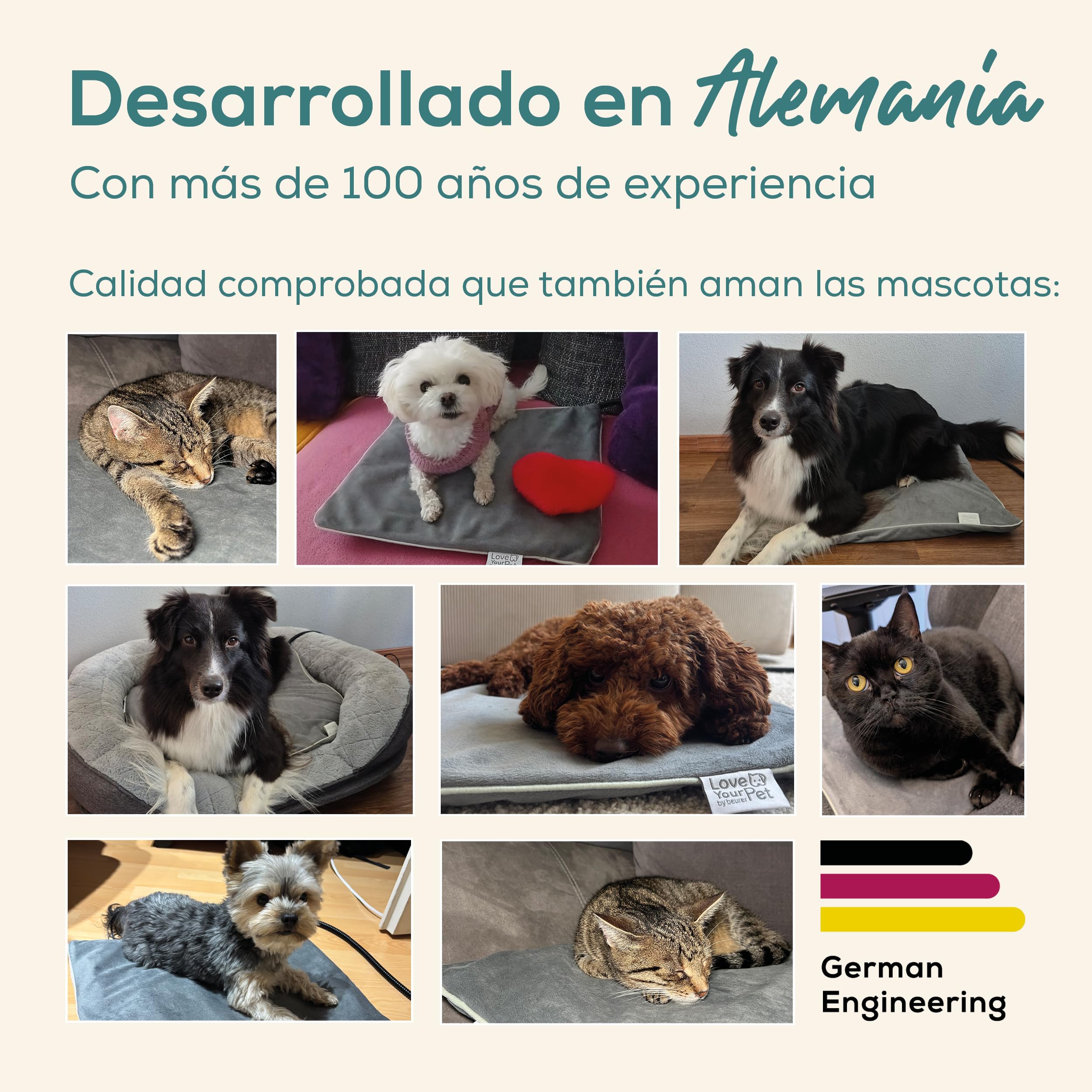 Beurer Love Your Pet Colchoneta térmica Talla S «Lilli» para Perros y Gatos, con Temporizador, Manta pequeña para Perros, Lavable a 30 °C, Resistente a los arañazos y el Agua, 41 × 34 cm