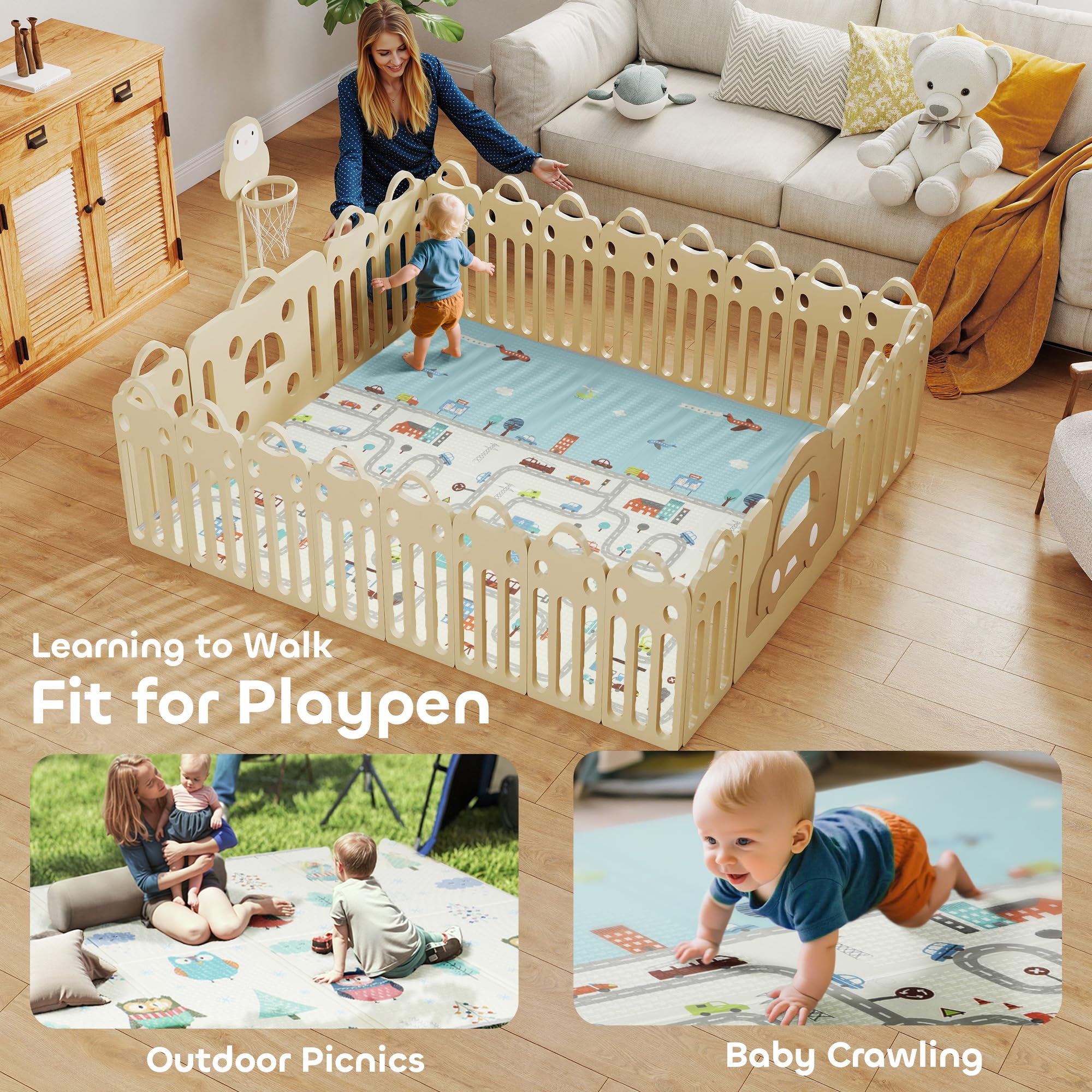 AIYAPLAY Tapis de bébé pliable imperméable réversible 200x150 cm