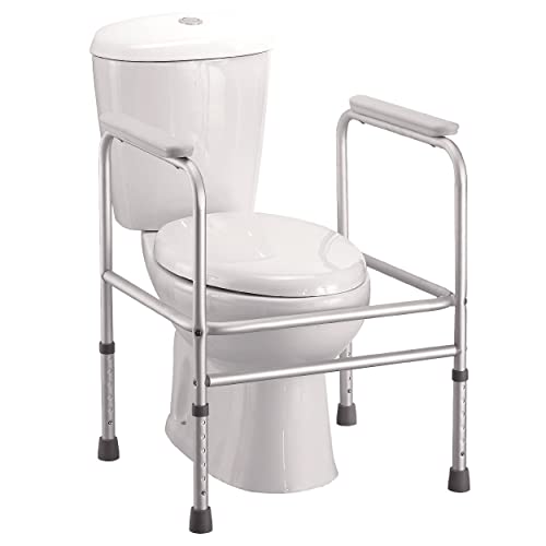 Toilet safety frame rail surround mobility aid - Lightweight aluminium and Height Adjustable