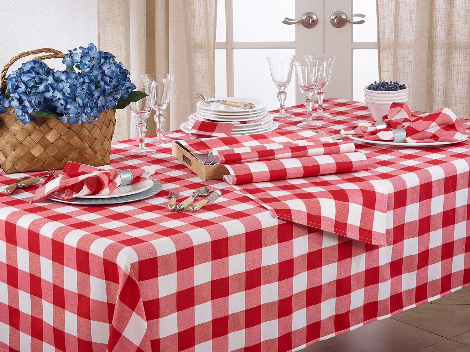Bеѕt Quаlіtу 🔥 SARO LIFESTYLE Buffalo Plaid Design Cotton Blend Tablecloth Red/White 70 x 70 Square Tор Brаndѕ SARO LIFESTYLE Buffalo Plaid Design Cotton Blend Tablecloth Red/White 70 x 70 Square
