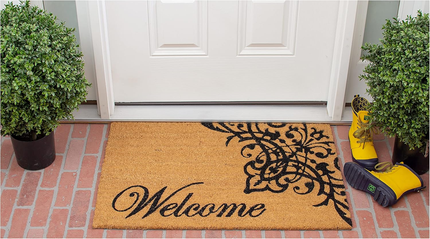 Calloway Mills 121352436 Scroll Welcome Doormat, 24" x 36", Natural/Black