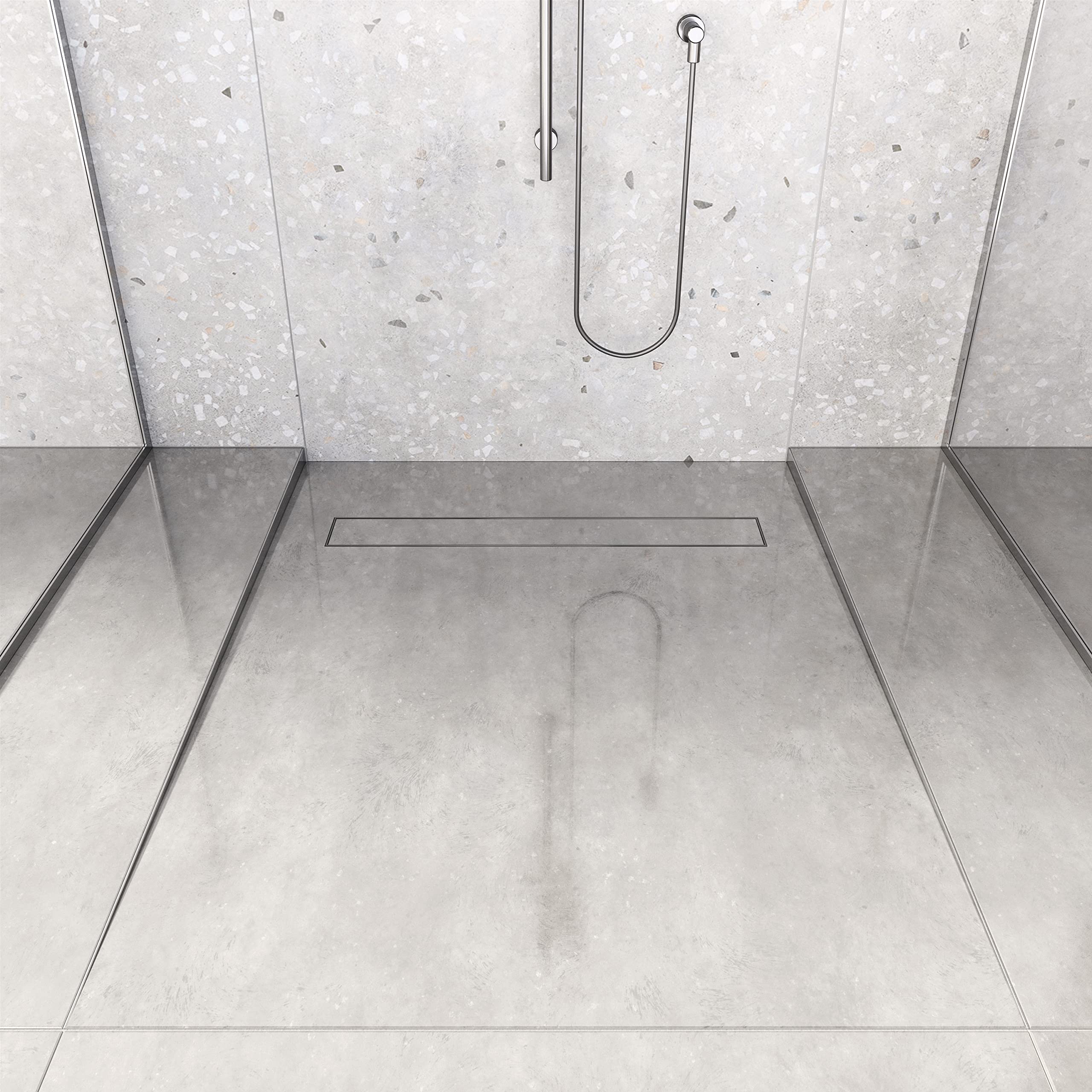 Aquabad Edelstahl Gefälleprofil Clive für begehbare Dusche 100cm, rechtsversion, Kantenhöhe 14mm