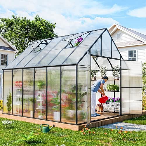 CDCASA 12x10x10 FT Greenhouse for Outdoors, Easy Assembly Large Aluminum