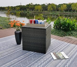 D&F Design Jackson Wicker Cube Side Table