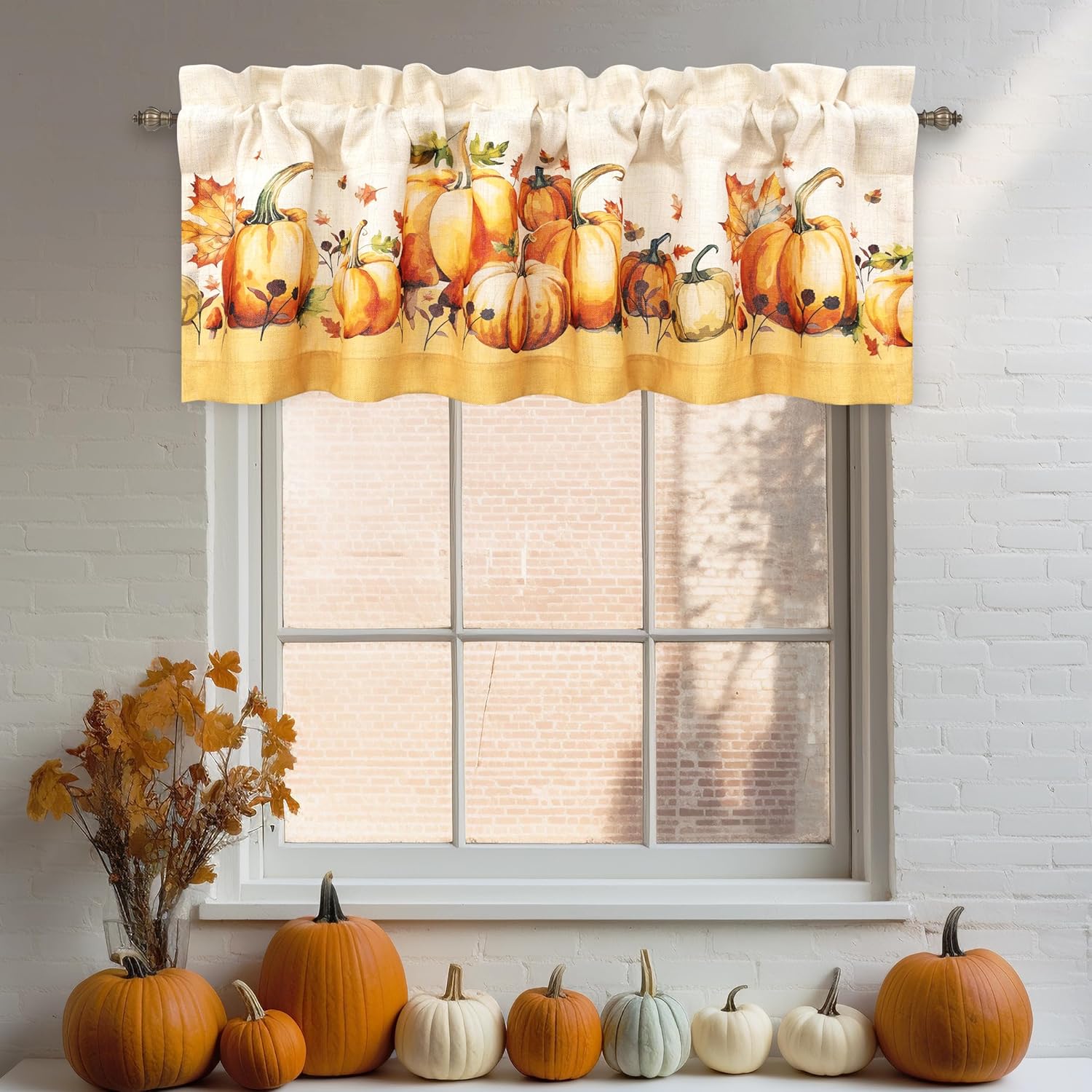 DriftAway Pumpkin Valances for Windows Thanksgiving Fall
