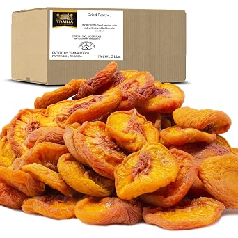 Traina Home Grown California Extra Fancy Sun Dried Peach Halves - Healthy, No Sugar Added, Non GMO, Gluten Free, Vegan, Value Size 5 lbs