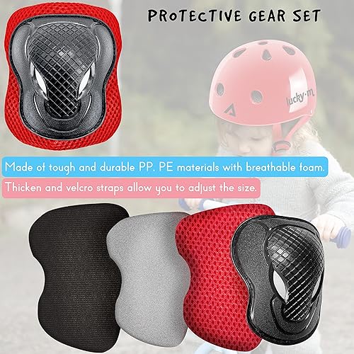Miniatura 4 de Juego de casco y almohadillas para niños, casco de bicicleta juvenil con rodilleras, coderas, muñequeras para patineta, bicicleta, BMX, patineta,