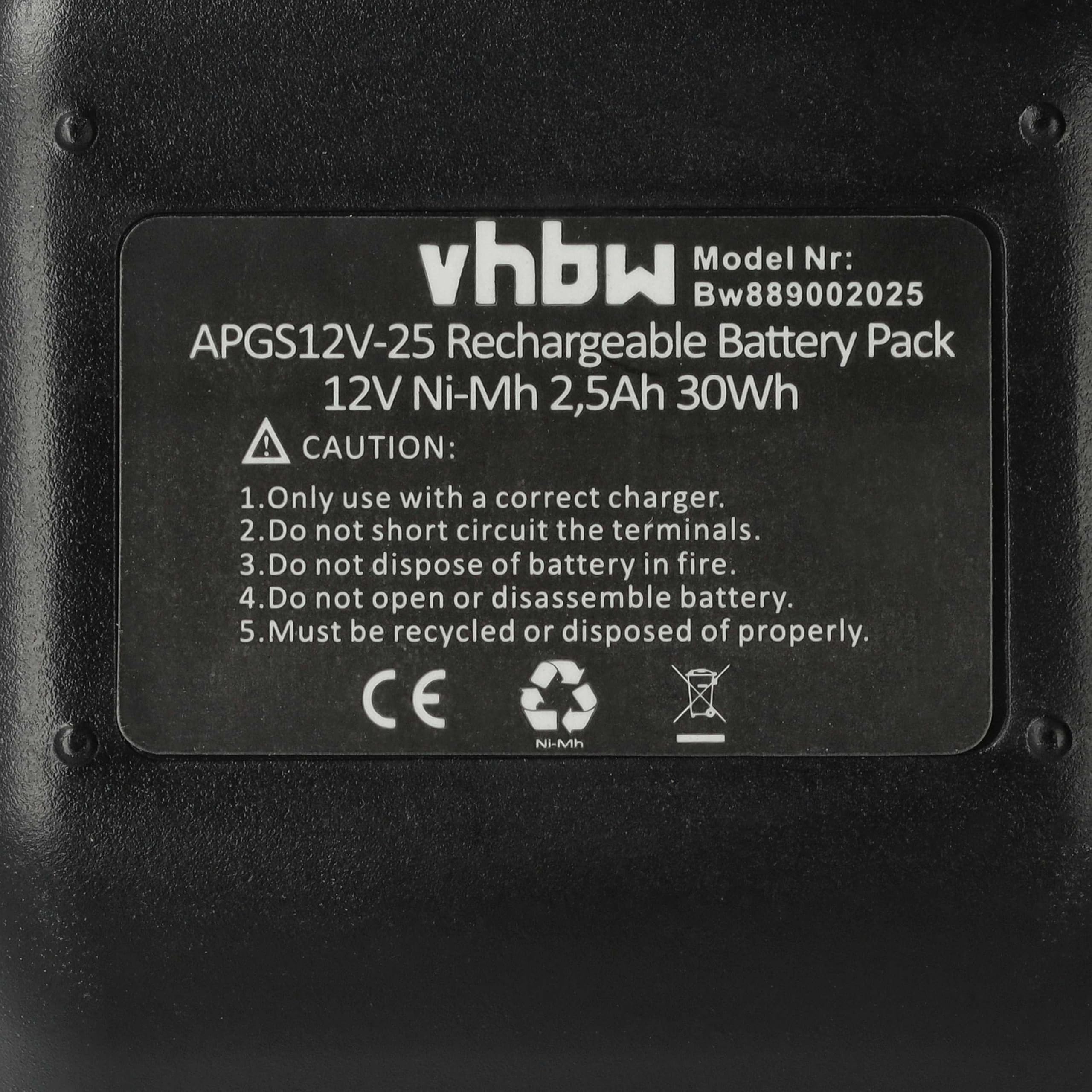 vhbw Batería Compatible con Gesipa Punchbird 12 V Herramienta, Herramienta colocación Remaches Ciegos (2500 mAh, NiMH, 12 V)