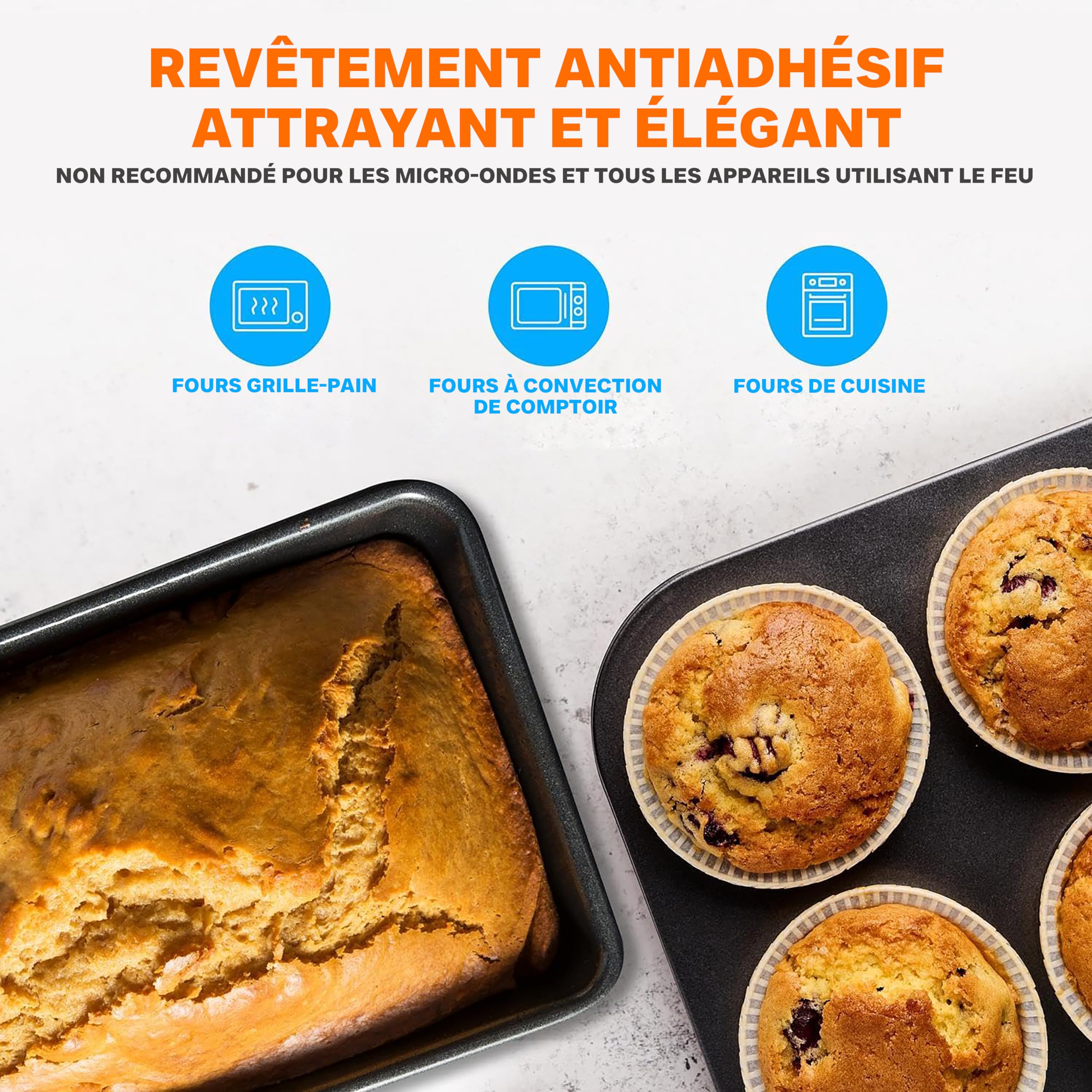 NutriChef Ensemble de Moules à Pâtisserie Antiadhésifs Empilables en 8 Pièces - Ensemble de Plaques de Cuisson Sans PFOA, PFOS, PTFE avec Revêtement Antiadhésif- Kit de Pâtisserie (Prune)