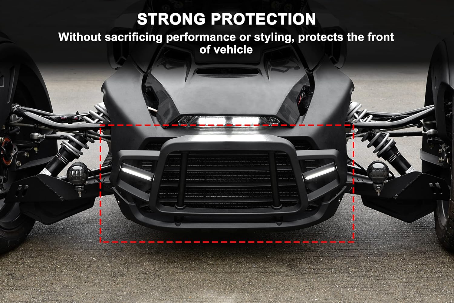 SAUTVS Front Bumper Guard with LED Light for Can-Am Ryker, Front Profile Bumper Guard Protector with LED Accent Light for Can Am Ryker 600 900 Sport Rally All Models Accessories (Replace #219401108)