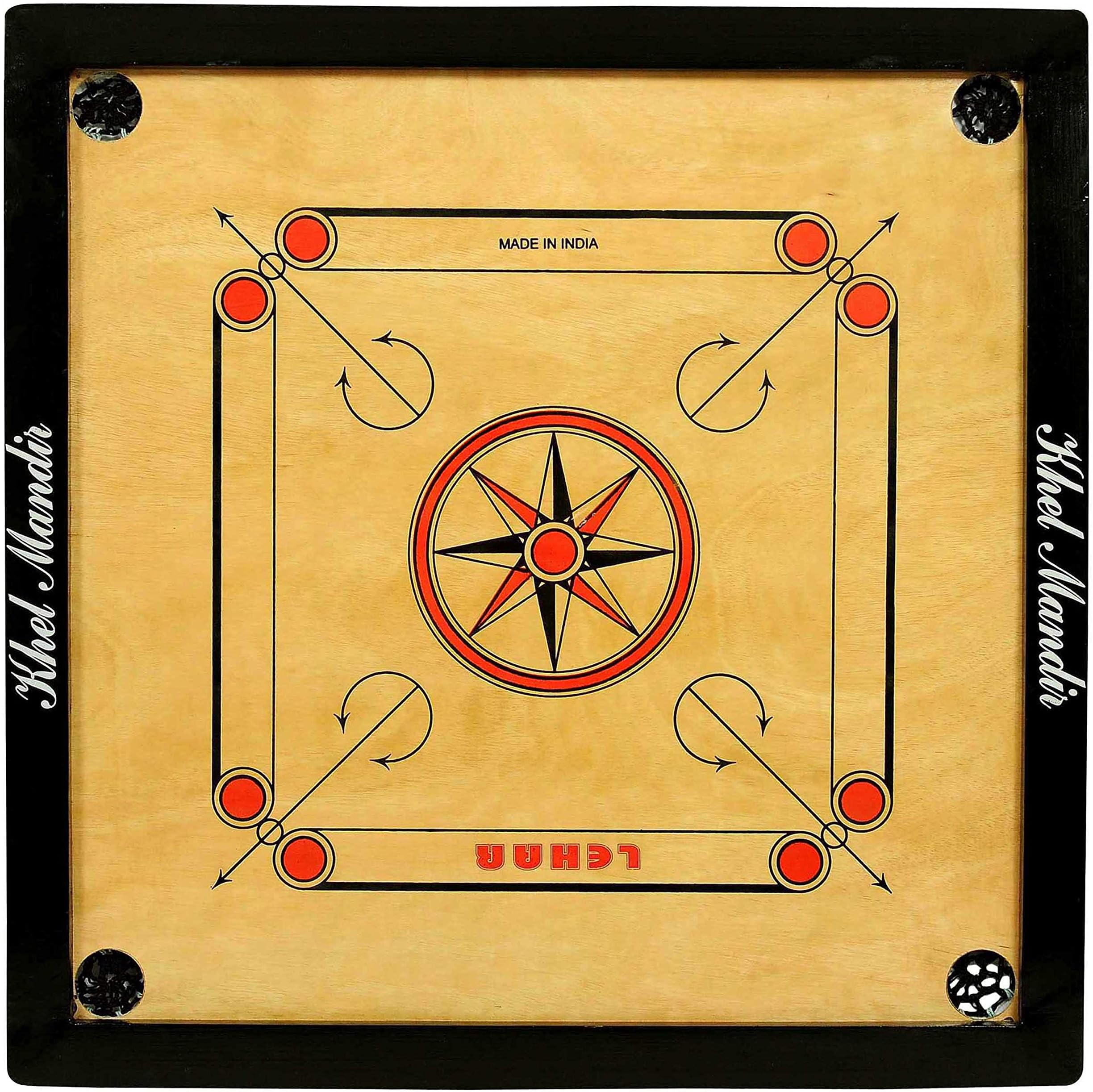 GSI Shiny Gloss Finish Full Carrom Board for Profesional Practice with Coins Striker and Boric Powder, Brown (Practice 33 inch 8mm)