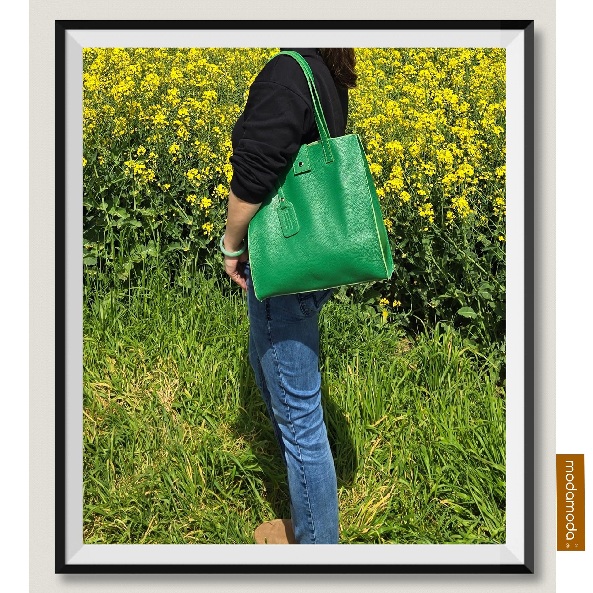 modamoda de - T247 - Sac cabas en cuir italien avec poche intérieure amovible
