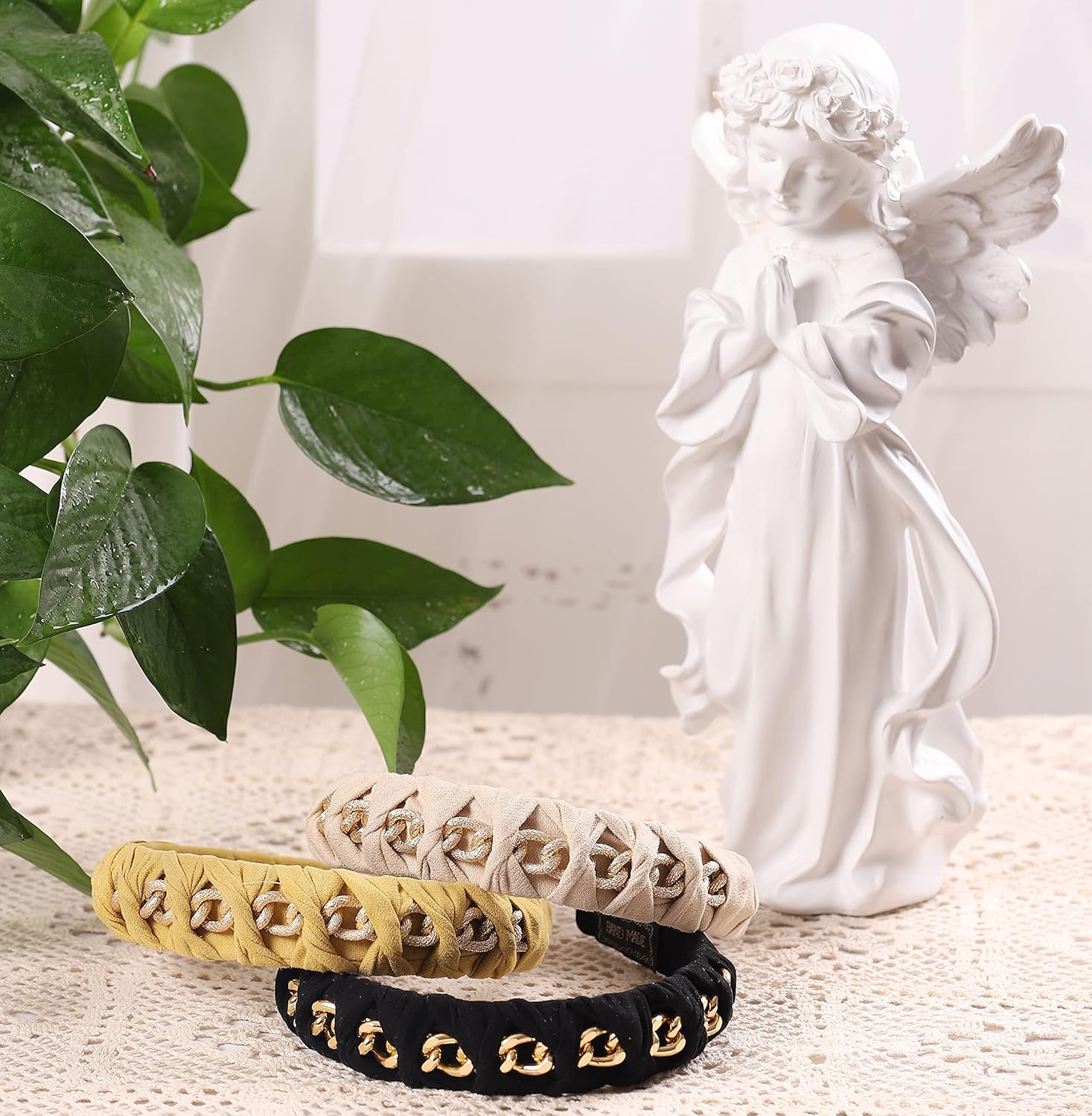 SilentThird Knotted headbands for Women braided head band, Wide head bands cute fashion headbands, Metal Chain Hair Bands (Three colors) 3 pcs : Beauty & Personal Care