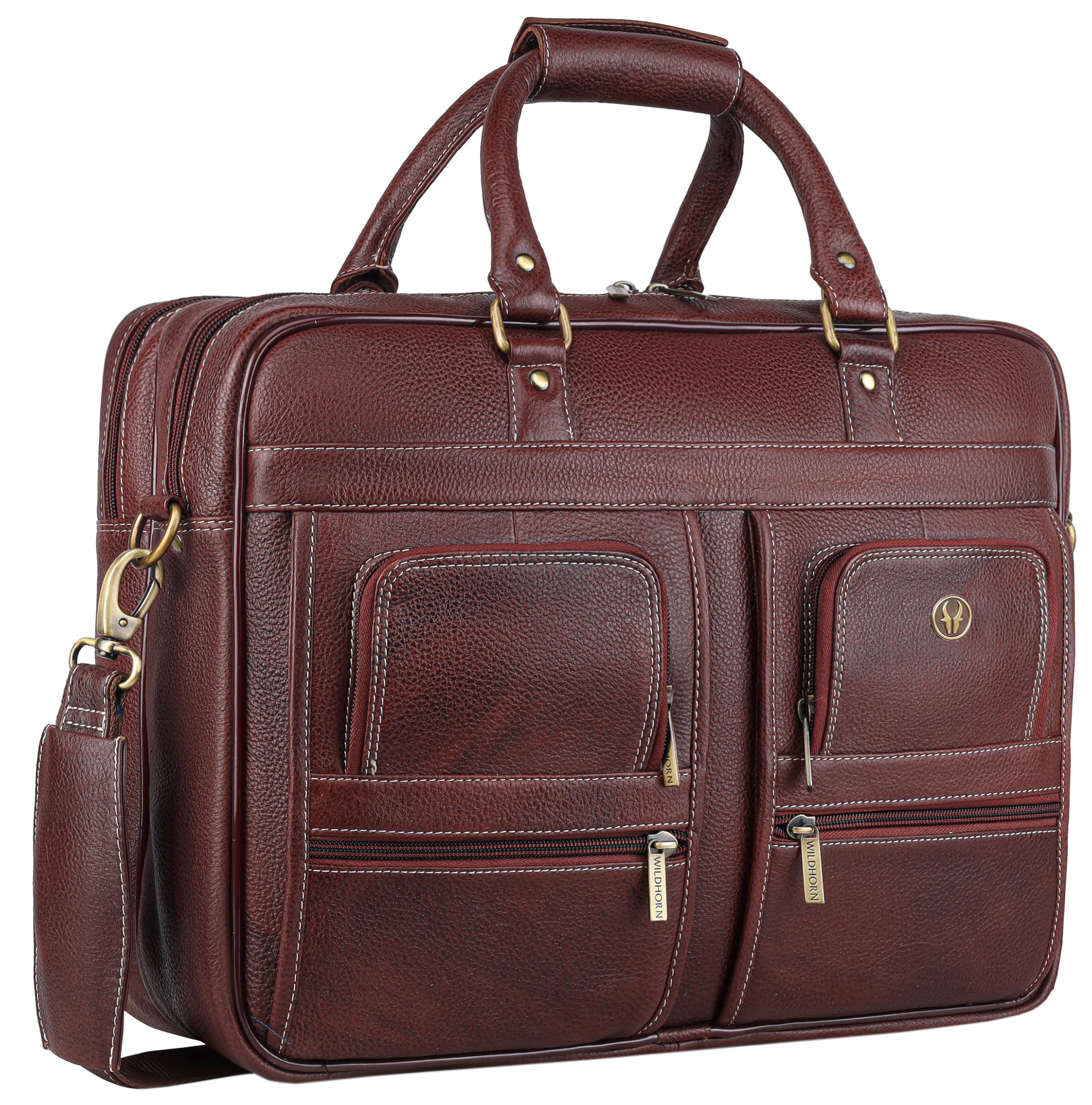 wildhorn Genuine Leather 15.6-Inch Laptop Messenger Bag for Men | Office Bag with Multiple Pockets & Extra Storage | Sturdy Carry Handles & Adjustable Strap | 1-Year Warranty-picture-30