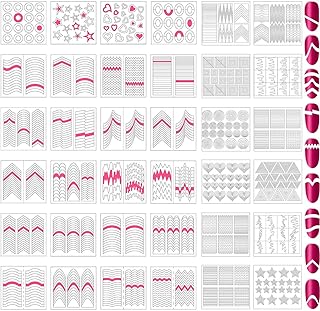 Onwon 1275 Pieces 49 Patterns Designs Nail Art Stencils French TIp Guides, Self-adhesive Manicure Art Stickers Form Fringe...