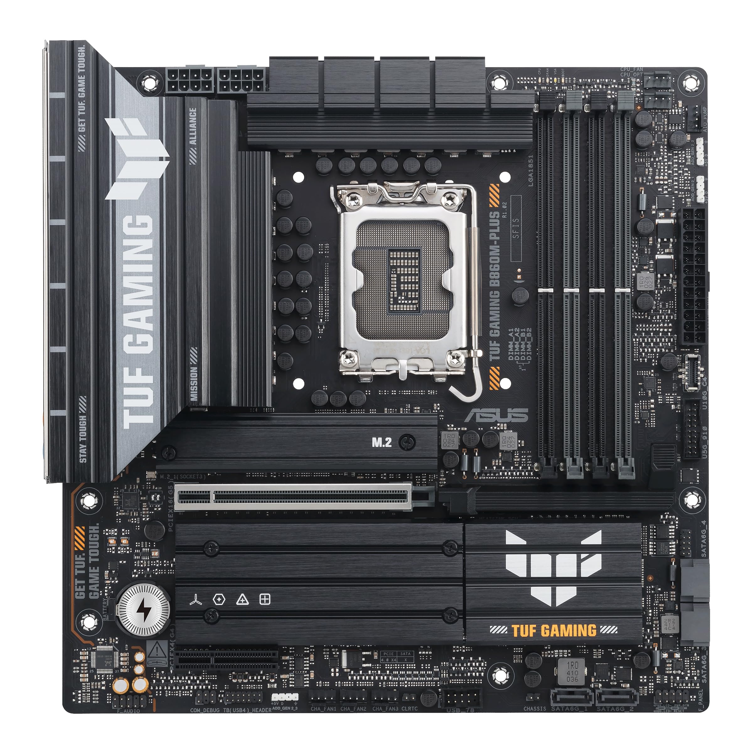 ASUS TUF Gaming B860M-PLUS Mainboard Sockel Intel LGA 1851 (Intel B860, mATX, DDR5 Speicher, PCIe 5.0, 2X PCIe 4.0 M.2, Aura Sync)