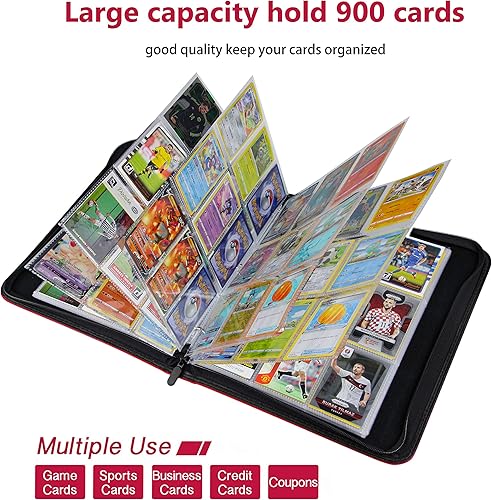 Vista 90 de Carpeta TONESPAC de 900 tarjetas de 9 bolsillos compatible con tarjetas de fútbol, tarjetas deportivas, para tarjetas intercambiables, funda