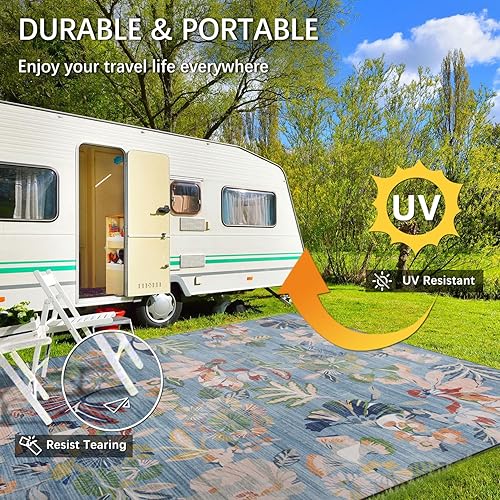 Miniatura 10 de Fashriend Jardin - Alfombras para exteriores, 7 pies 6 pulgadas x 9 pies 6 pulgadas, hojas florales para patio, porche, patio, vestíbulo, balcón,