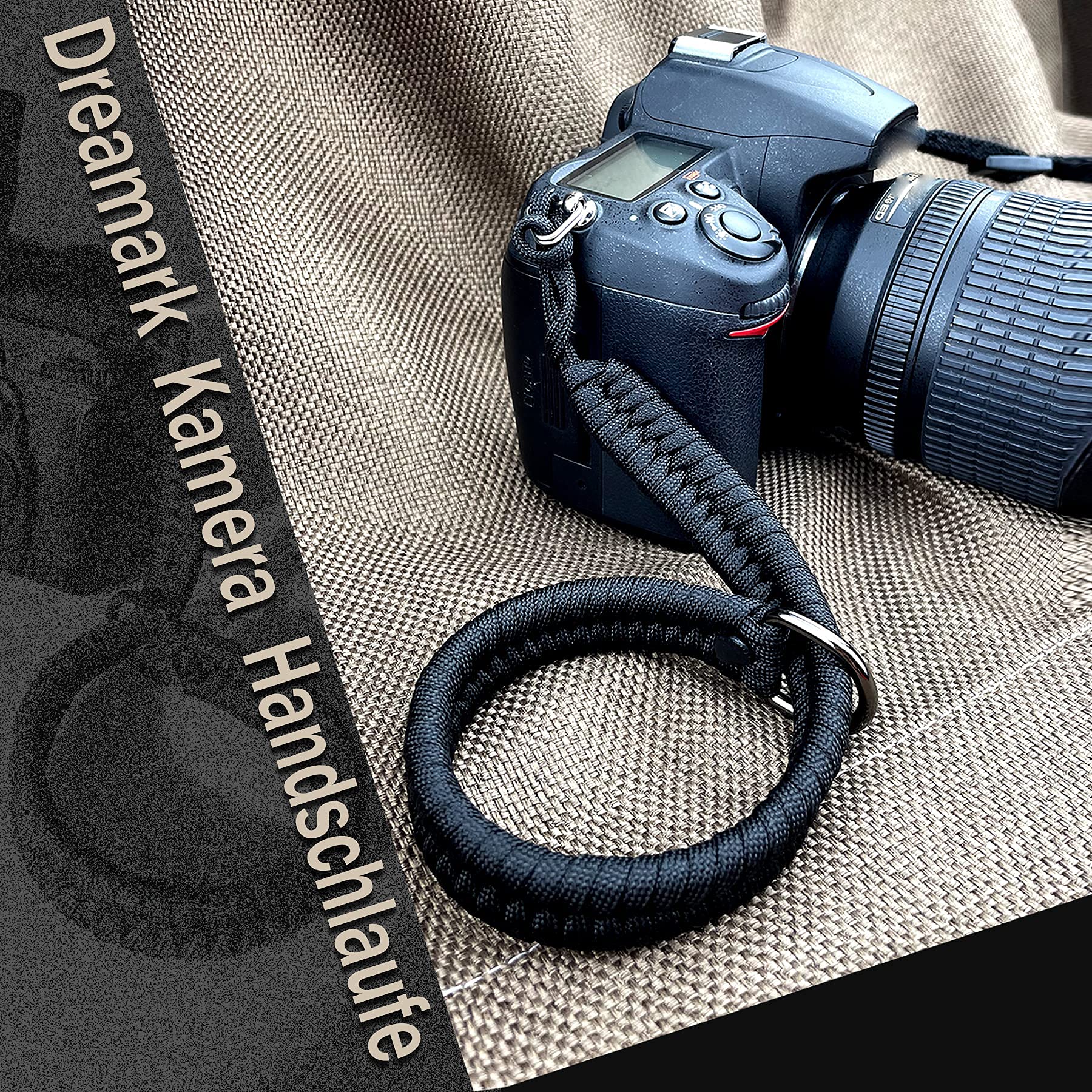 Dreamark Kamera Handschlaufe DSLR, Kameragurt aus Paracord 550 Schultergurt Kamera für Systemkamera Canon Sony Nikon Leica Panasonic Fuji Olympus DSLR SLR