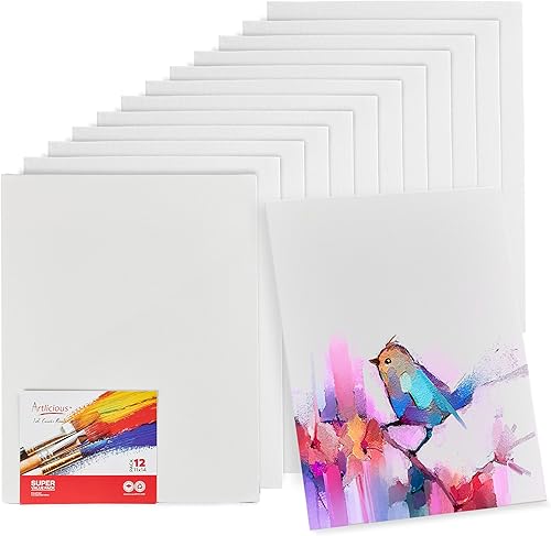 Miniatura 24 de Artlicious Lienzos para pintar – Paquete de 12,8 x 10 pulgadas en blanco – Paneles artísticos 100% algodón para pintura al óleo, acrílica y acuarela