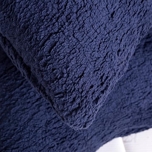 Miniatura 6 de Reafort - Funda de almohada Sherpa (azul marino, funda estándar de 20 pulgadas x 26 pulgadas)