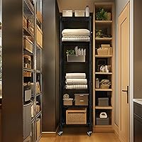 Vista 3 de Finnhomy Estantería de alambre resistente de 6 niveles con ruedas de 18 x 18 x 72 pulgadas, 6 estantes, estante de almacenamiento de metal, tubo