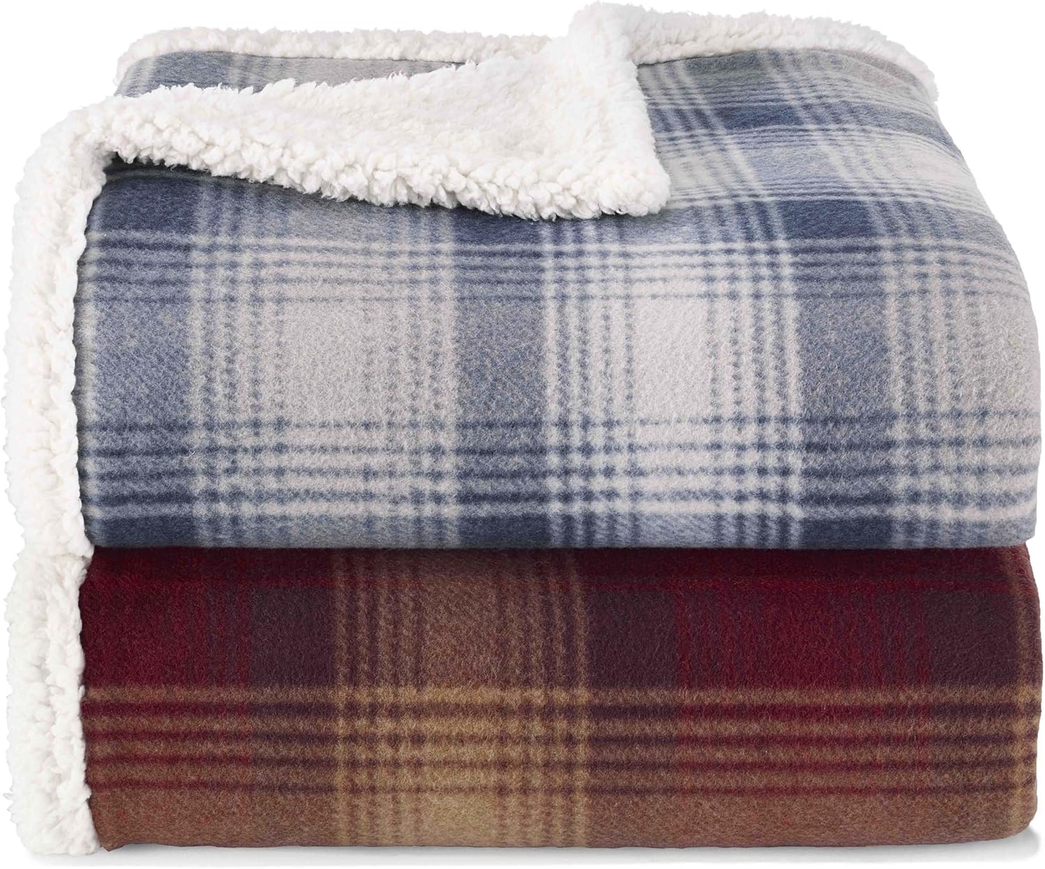 Eddie Bauer | Brushed Fleece Collection | Throw Blanket-Reversible Sherpa Cover, Soft & Cozy, Perfect for Bed or Couch, Fair Isle Khaki: Home & Kitchen
