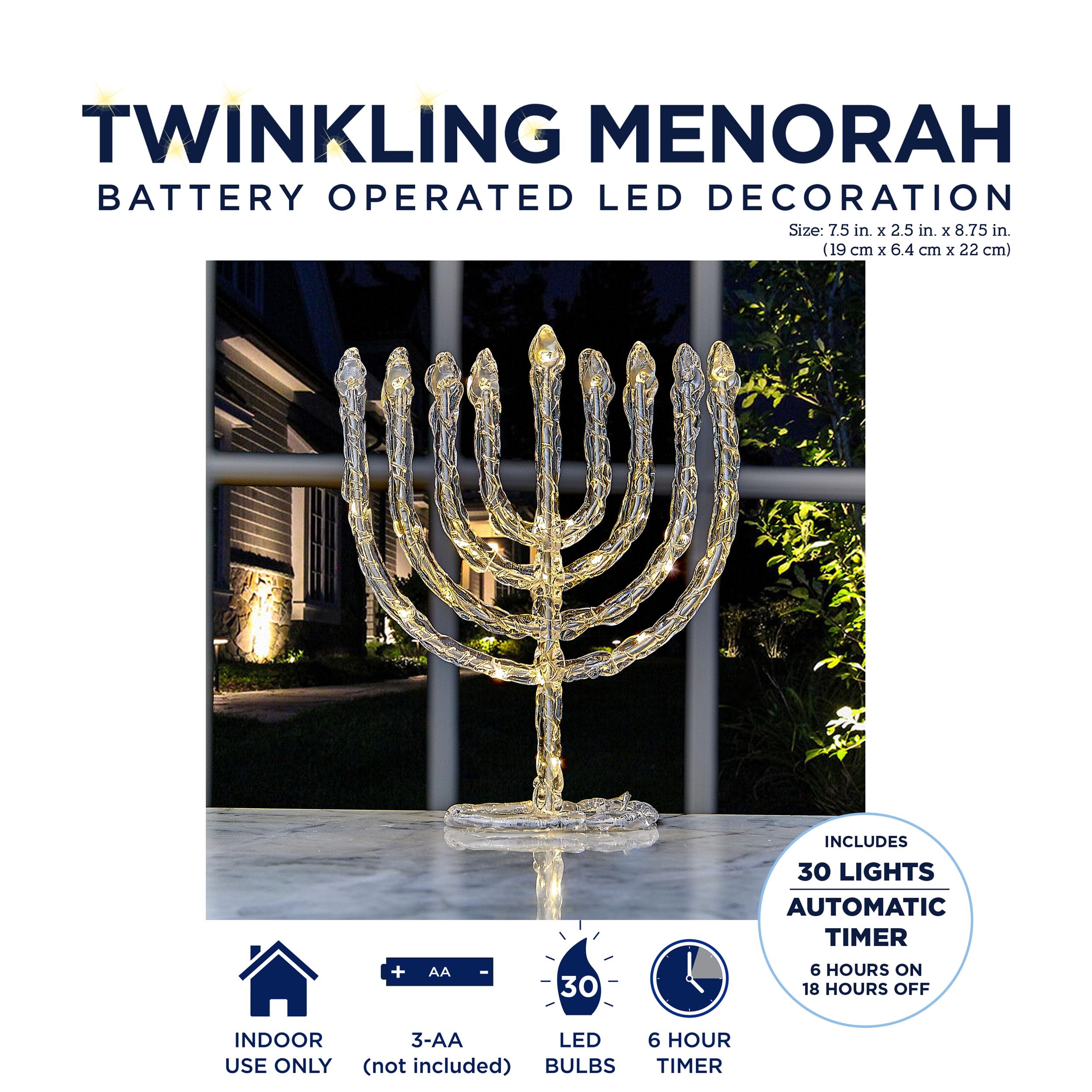 LED Twinkling Menorah Decoration | Hanukkah Gifts Jewish Holiday
