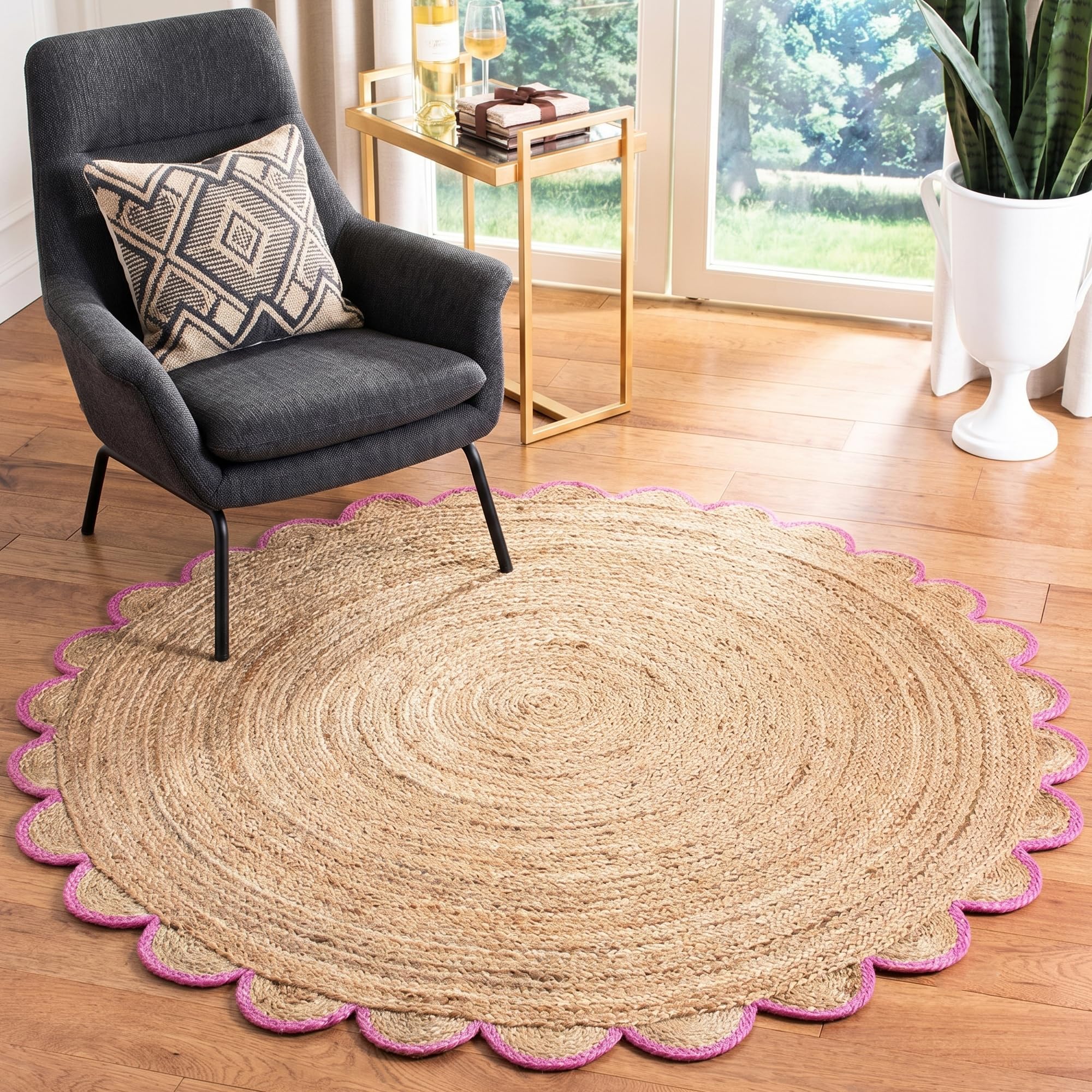 Tapis en jute festonné haut de gamme épaisseur 2,1 cm style ferme