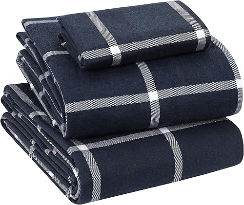 Sleepdown - Juego de sábanas de franela 100% algodón cepillado doble supersuaves, sábana bajera con bolsillo de 16 pulgadas de profundidad, 2