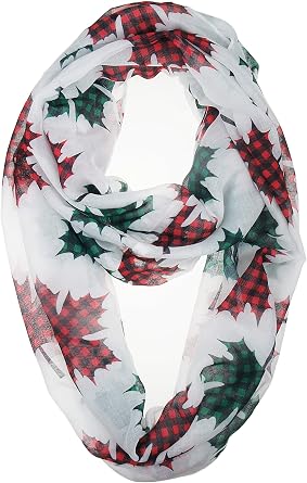 VIVIAN & VINCENT Gift Wrapped Fall Winter Soft Lightweight Holiday Sheer Infinity Christmas Scarf for Women Girls