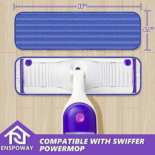 Miniatura 2 de Almohadillas de repuesto reutilizables para trapeador Swiffer PowerMop, paquete de 4 almohadillas de repuesto para mopa eléctrica, almohadillas de