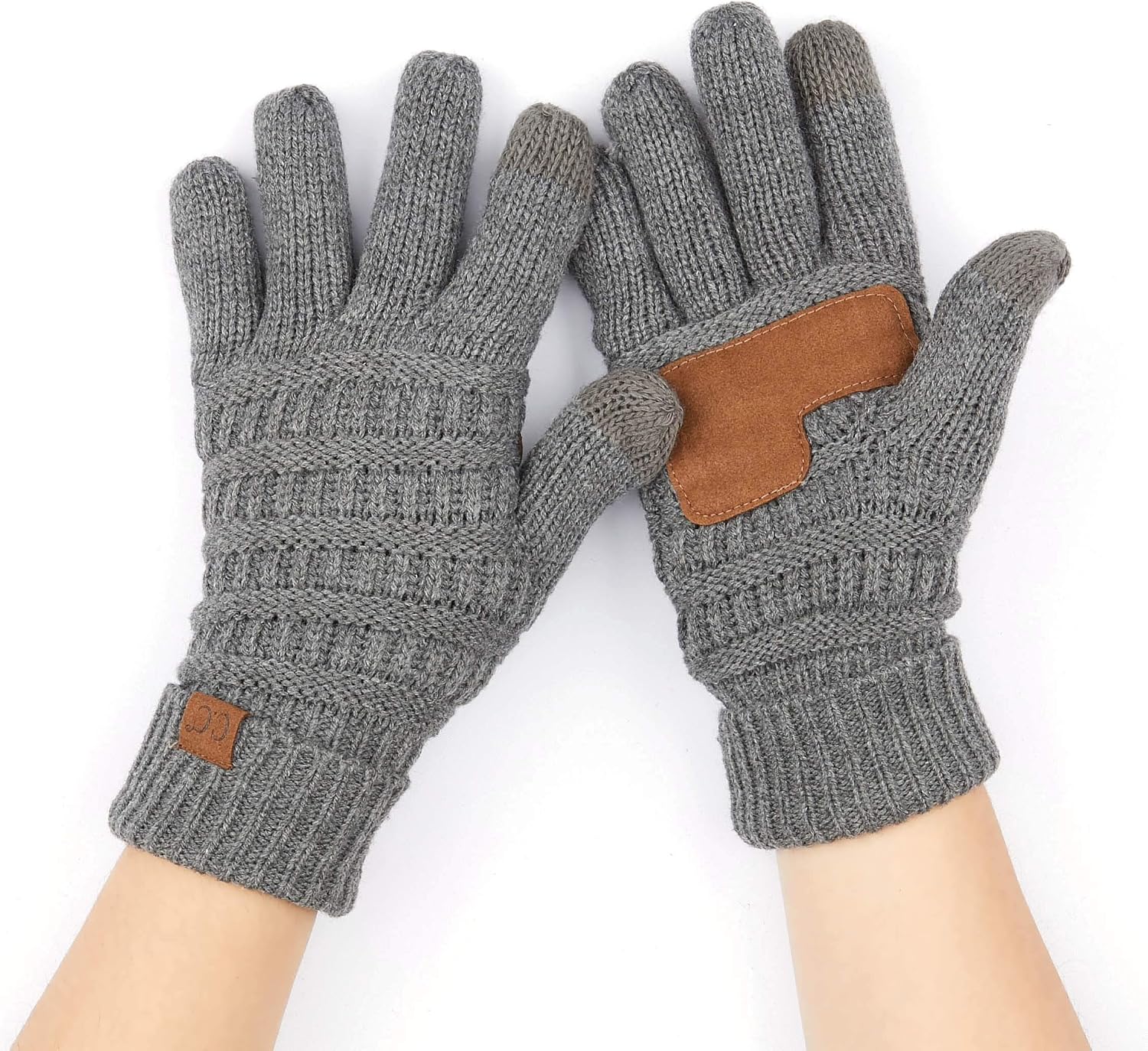 C.C Unisex Knit Thick Warm Soft Stretch Fuzzy Lined Solid Ribbed Glove with Smart Tips (G-25)(G-707)