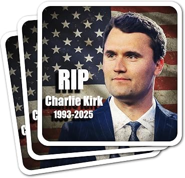 RIP Charlie Kirk American Hero Sticker Premium Vinyl Memorial Decal, Pack of 3, 3-Inch Durable Weatherproof Stickers