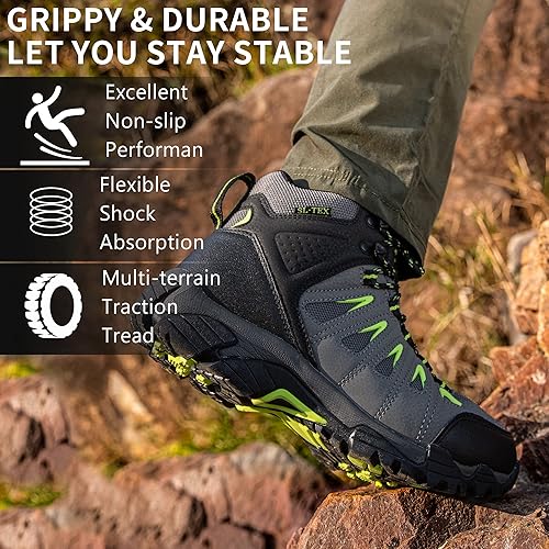 Miniatura 5 de SHULOOK Hiking Boots Men Waterproof Boots for Men Non-Slip & LightWeight & Comfortable Men's Hiking Outdoor Ankle Boot Trekking Camping