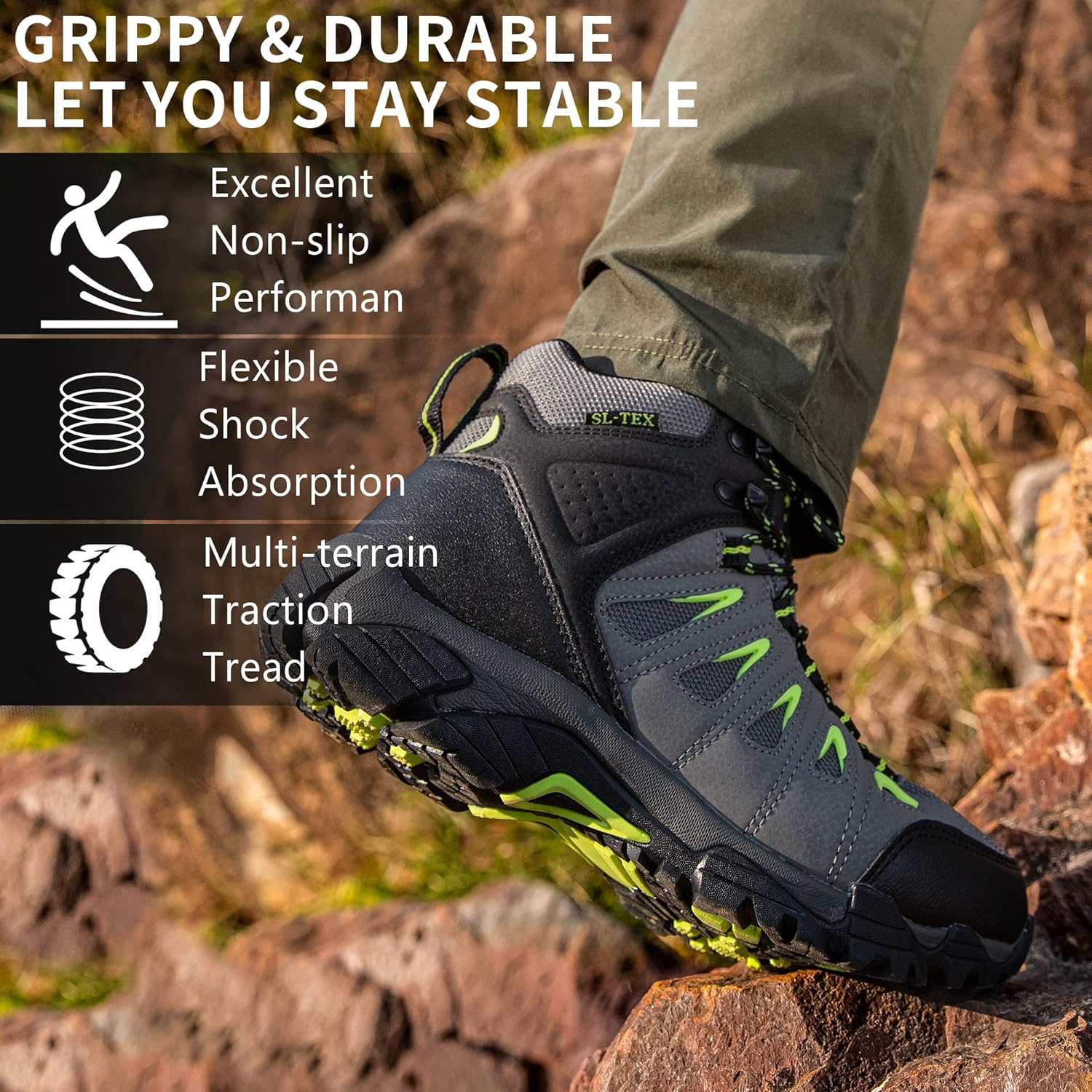 Miniatura 5 de SHULOOK Hiking Boots Men Waterproof Boots for Men Non-Slip & LightWeight & Comfortable Men's Hiking Outdoor Ankle Boot Trekking Camping