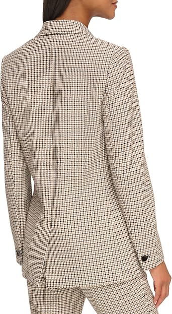 Karl Lagerfeld Women's Three Button Plaid Fitted Blazer