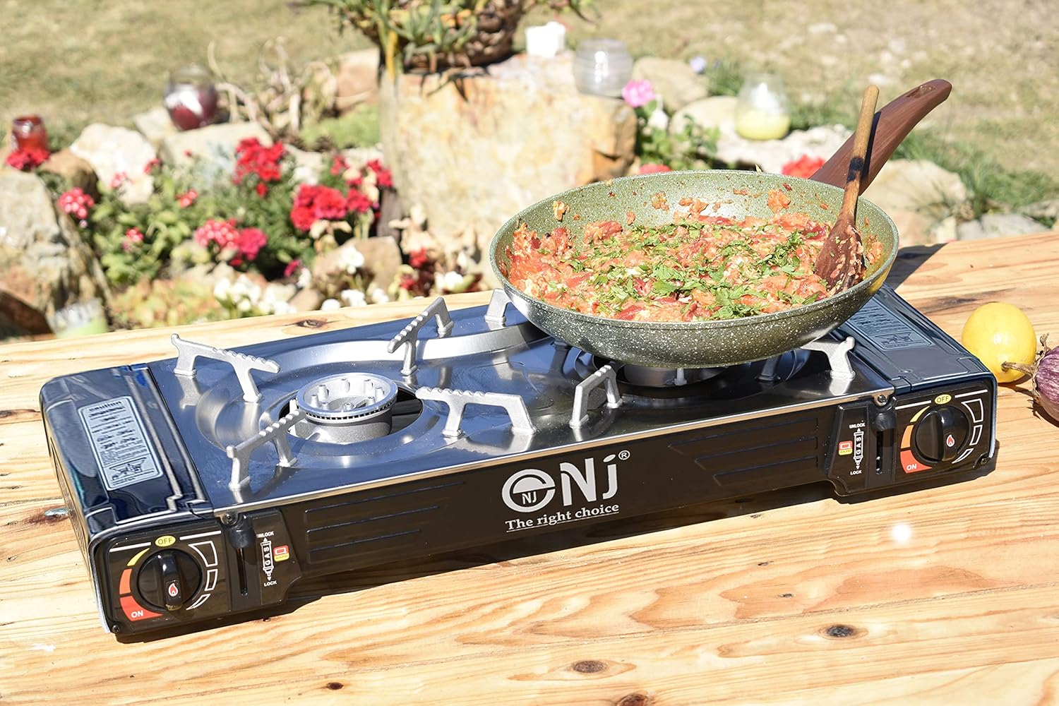 Double Burner Camping Stove - Portable Butane Gas Cooker with Case and Bag